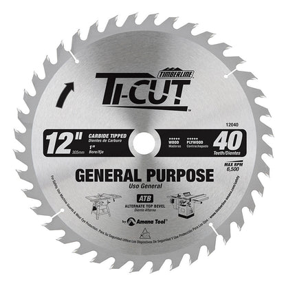 Amana Tool - 12040 - TI-CUT SAW 12"/40T ATB 1"