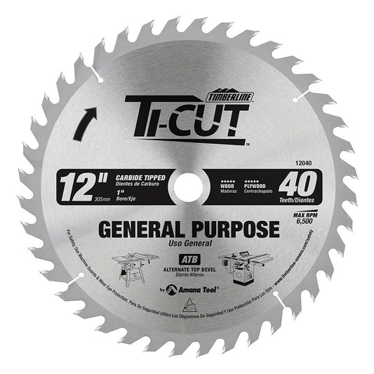 Amana Tool - 12040 - TI-CUT SAW 12"/40T ATB 1"