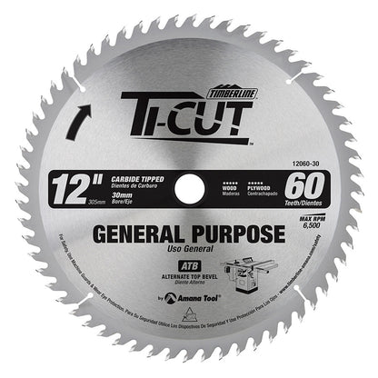 Amana Tool - 12060-30 - TI-CUT SAW 12"/60T ATB 30MM