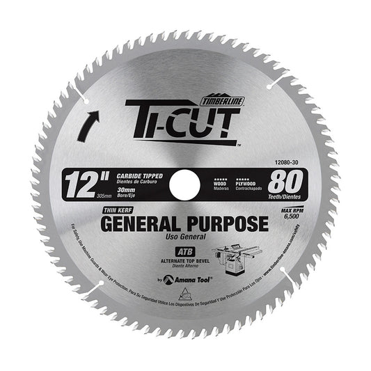Amana Tool - 12080-30 - TI-CUT SAW 12"/80T ATB 30MM