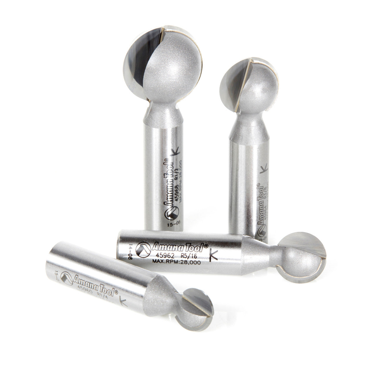 Amana Tool - AMS-557 - 4 PCS BALL END SET 1/2 SHANK