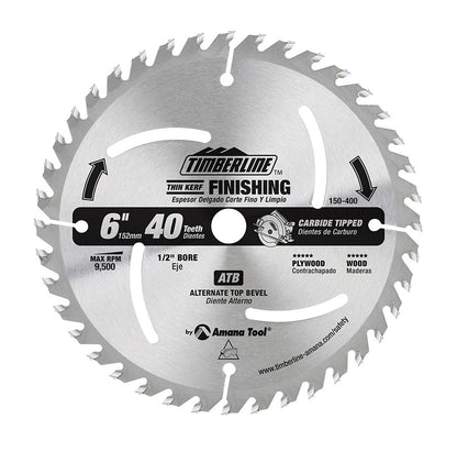 Amana Tool - 150-400 - TIMBERLINE 6"X40T ATB 1/2 BORE