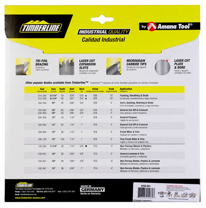 Amana Tool - 250-600 - TIMBERLINE 10"X60T A.T.B