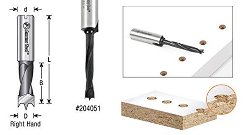 Amana Tool - 204005 Carbide Tipped Brad Pt. Boring Bit R/H 5mm Dia x 70mm Long x 10mm Sh