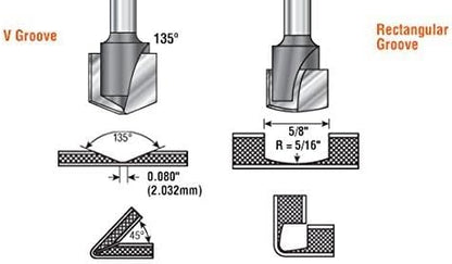 Amana Tool - 45792 Carbide Tipped Double Edge Folding V-Groove 90 Deg x 0.090" Tip Wid