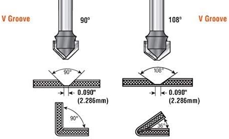 Amana Tool - 45792 Carbide Tipped Double Edge Folding V-Groove 90 Deg x 0.090" Tip Wid