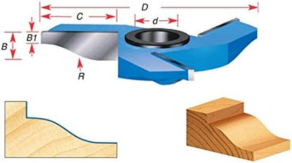 Amana Tool - 985 Carbide Tipped 3-Wing Ogee Raised Panel 5-1/2 Dia x 11/16 x 1 & 1-1/4 Bor