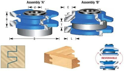 Amana Tool - SC587 Carbide Tipped 3-Wing Beveled Reversible Stile & Rail 2-13/32 Dia x 1 x