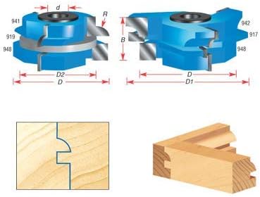 Amana Tool - 940 2Piece Carbide Tipped 3-Wing Stile & Rail Concave Cabinet Door 2-1/2 Dia
