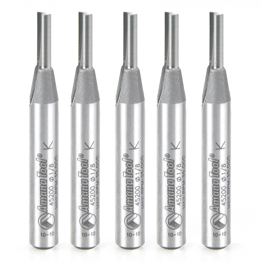 Amana Tool - 45200-5 - 5 PC 2FL 1/8 DIA x 1/4 SHANK