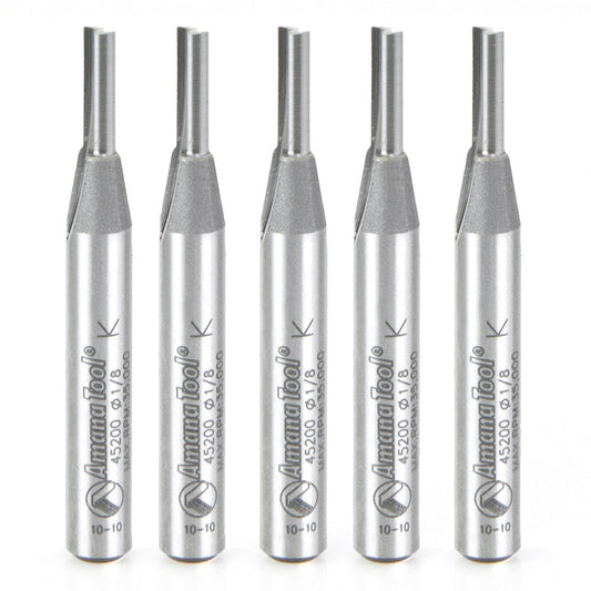 Amana Tool - 45200-5 - 5 PC 2FL 1/8 DIA x 1/4 SHANK