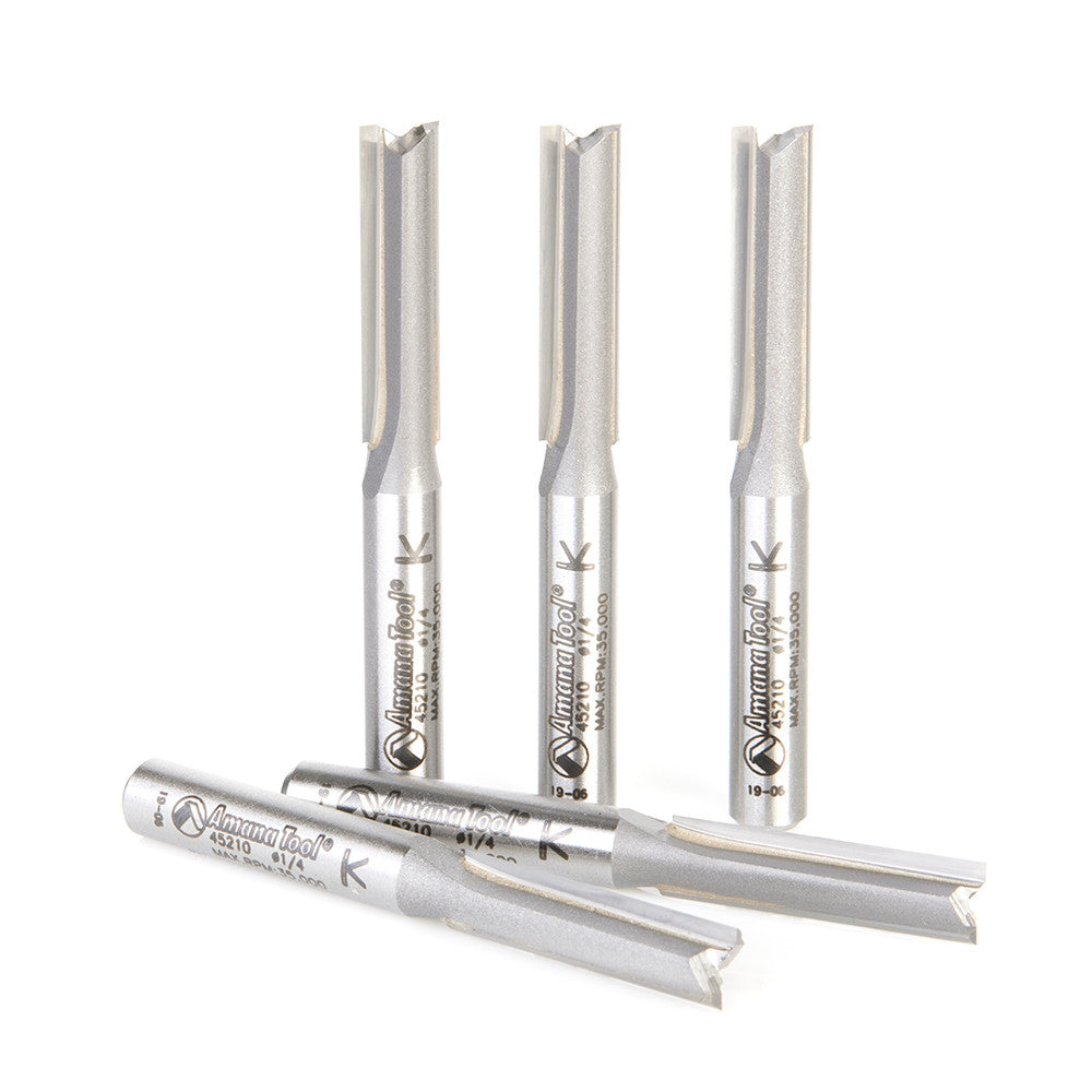 Amana Tool - 45210-5 - 5 PC 2FL 1/4 DIA x 1/4 SHANK