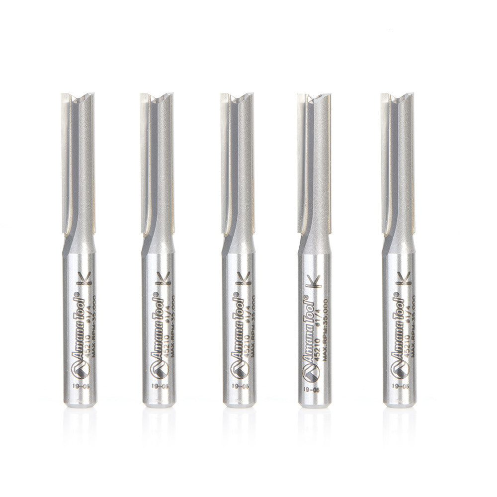 Amana Tool - 45210-5 - 5 PC 2FL 1/4 DIA x 1/4 SHANK