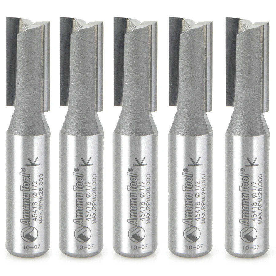 Amana Tool - 45418-5 - 5 PC 2 FL 1/2"DIAx1/2 SHK
