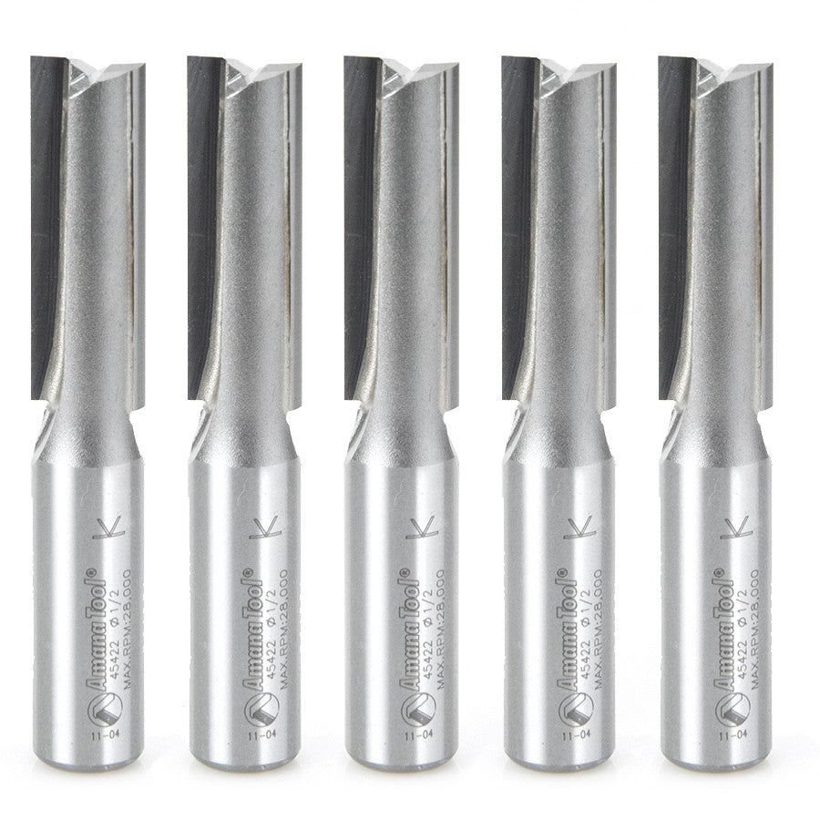 Amana Tool - 45422-5 - 5 PC 2 FL 1/2"DIAx1/2 SHK