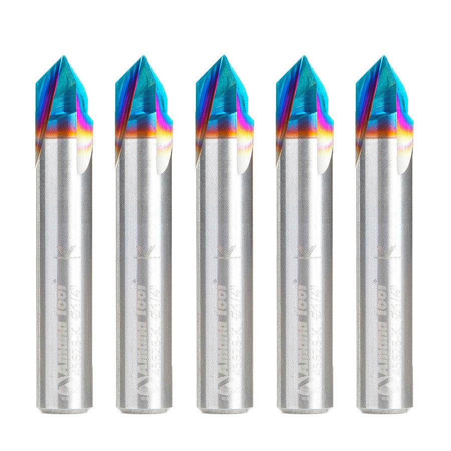 Amana Tool - 45626-K-5 - 5PC 90DVGROOVE 1/4"Dx1/4"SK