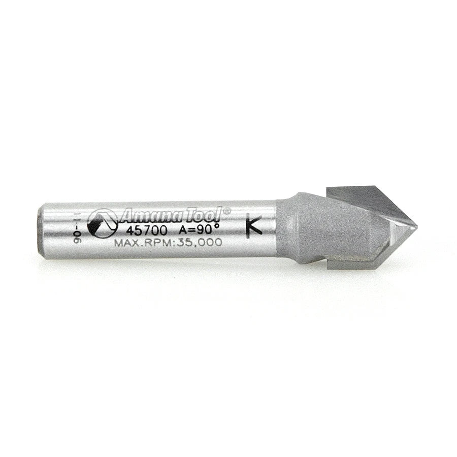 Amana Tool - 45700 - 90D V GROOVE 3/8 DIA 1/4 SHANK
