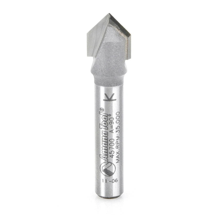 Amana Tool - 45700 - 90D V GROOVE 3/8 DIA 1/4 SHANK