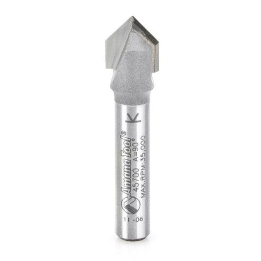 Amana Tool - 45700 - 90D V GROOVE 3/8 DIA 1/4 SHANK