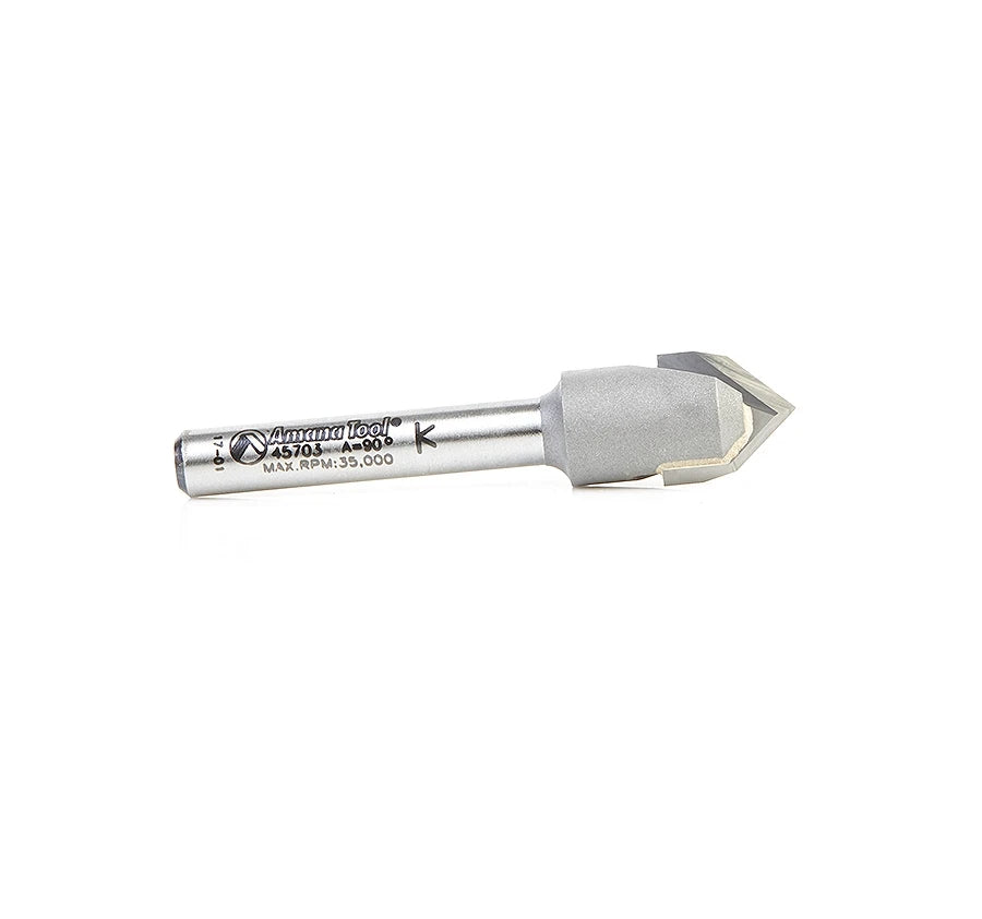 Amana Tool - 45703 - 90D V GROOVE 1/2 DIA. 1/4SHANK