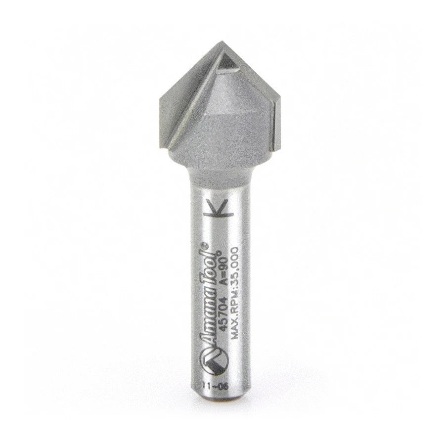 Amana Tool - 45704 - 90D V GROOVE 1/2 DIA 1/4 SHANK