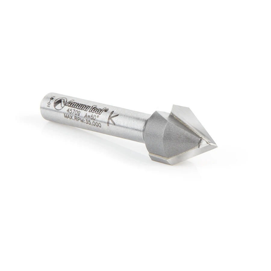 Amana Tool - 45709 - 60DVGROOVE 1/2DIAx1/4SHK 2"OL