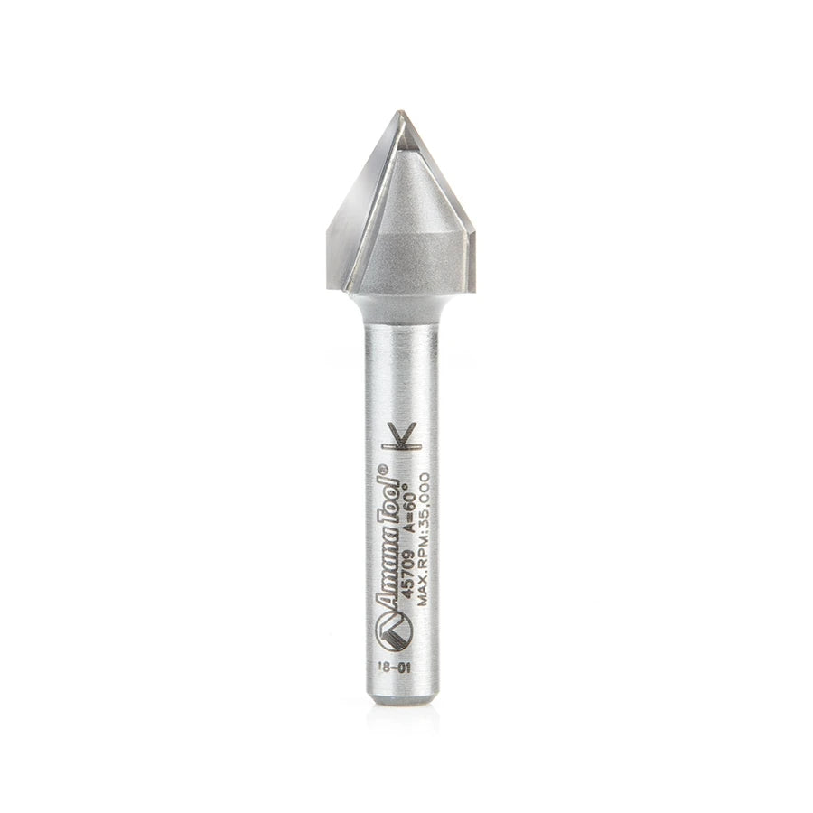 Amana Tool - 45709 - 60DVGROOVE 1/2DIAx1/4SHK 2"OL