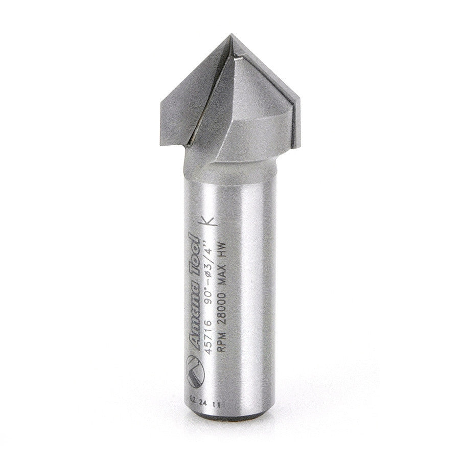 Amana Tool - 45716 - 90D V GROOVE 3/4 DIA 1/2 SHANK