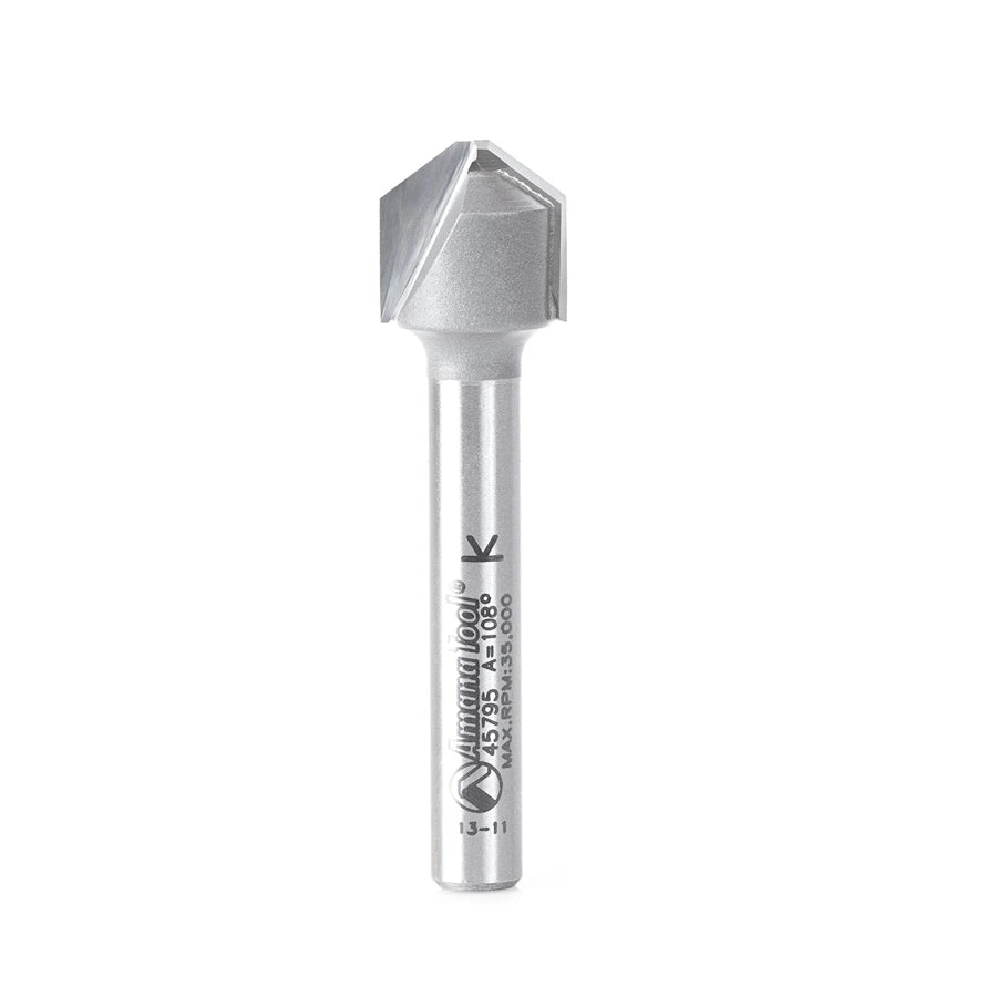 Amana Tool - 45795 - 108D .090" V TIP ACM 1/4 SHANK