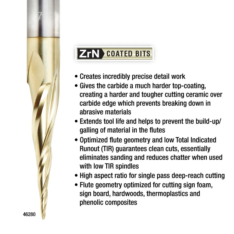 Amana Tool - 46282 - 1/16 CARVING 3D TAPERD BALLNOS