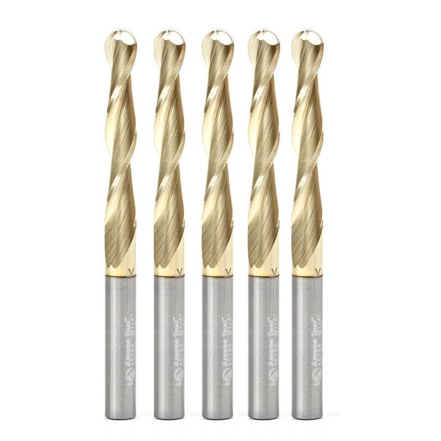 Amana Tool - 46294-5 - 5 PCS 1/4 CARVING 3D BALLNOSE