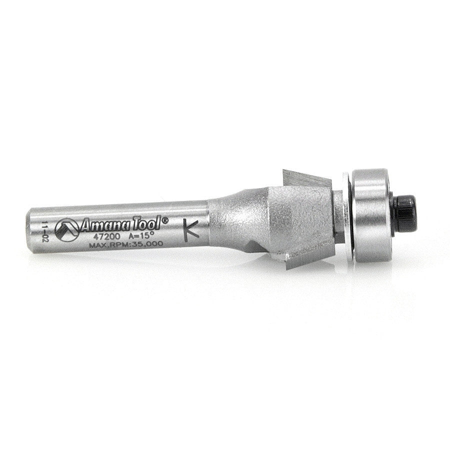 Amana Tool - 47200 - BEVEL BIT 15 DEGREE 1/4 SHANK