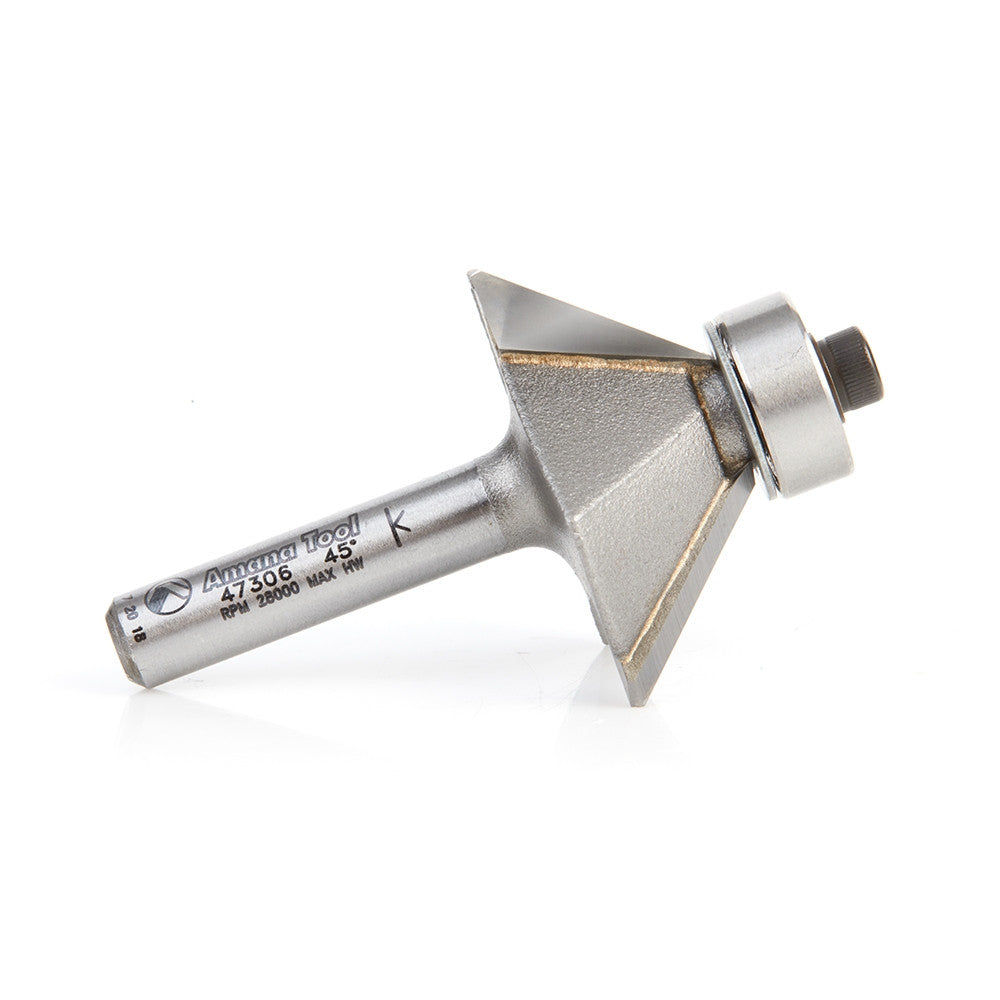 Amana Tool - 47306 - 3FL 45D CHAMFER 1/4" SHANK
