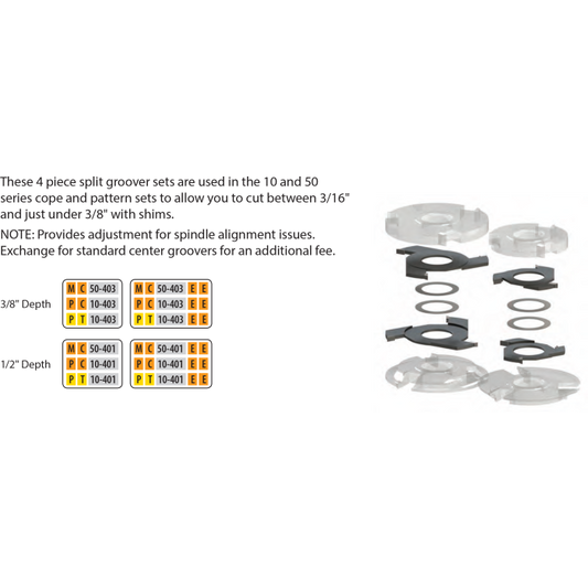 FREEBORN - PT-10-403 - T-ALLOY ADJUSTABLE SPLIT GROOVER SET Shaper Cutter