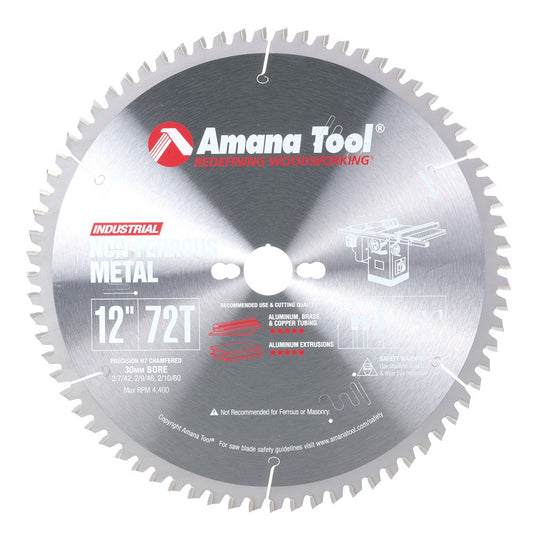 Amana Tool - 512721-30 - 12"/72T NON FERROUS TCG 30MM