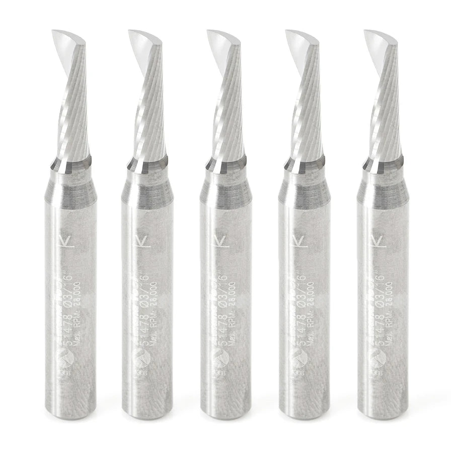 Amana Tool - 51478-5 - 5 PC 3/16"x1/4"SHK SPIRAL ALUM