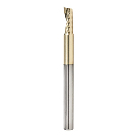 Amana Tool 51406-Z CNC SC Spiral O Single Flute Aluminum Cutting 1/8 D x 5/16 CH x 1/8 SHK x 1-1/2 Inch Long Up-Cut ZrN Coated Router Bit with Mirror Finish