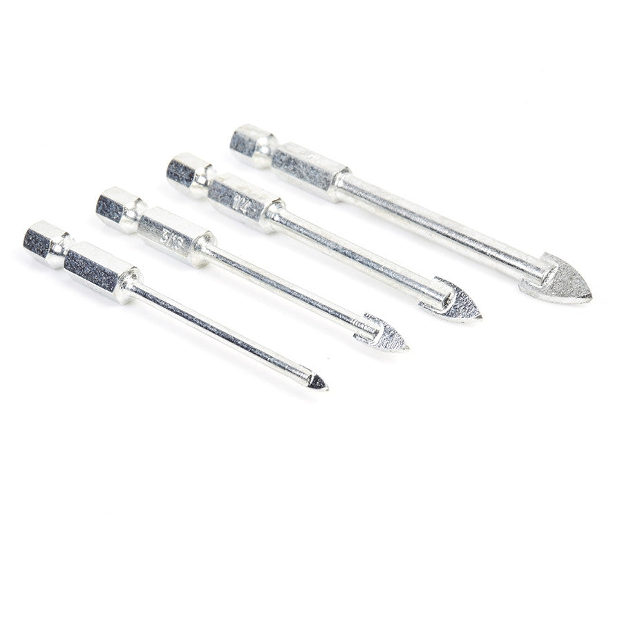 Amana Tool - 608-304 - 4Pc C.T.GLASS & TILE DRILL SET