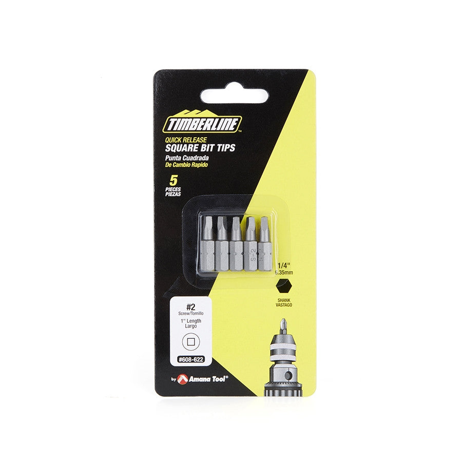 Amana Tool - 608-622 - 5 PC NO 2 SQUARE TIP 1" LONG