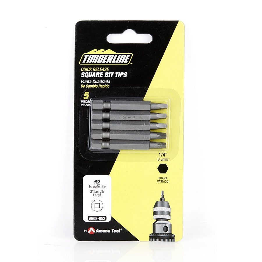 Amana Tool - 608-652 - 5 PC NO 2 SQUARE TIP 2" LONG
