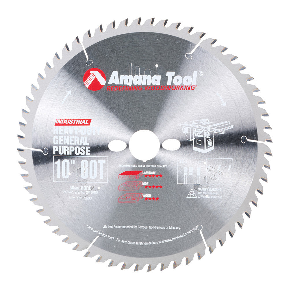 Amana Tool - 610601-30 - 10"/60T CUT-OFF TCG 30MM BORE