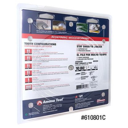 Amana Tool - 610801C - 10"/80T TRIM SAW T.C.G. GRIND