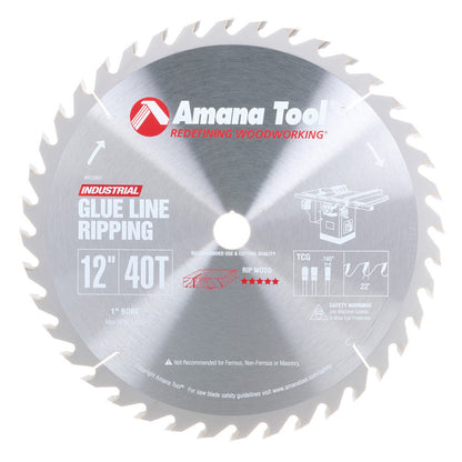 Amana Tool - 612401 - 12"/40T GLUE RIP TCG 1"  BORE