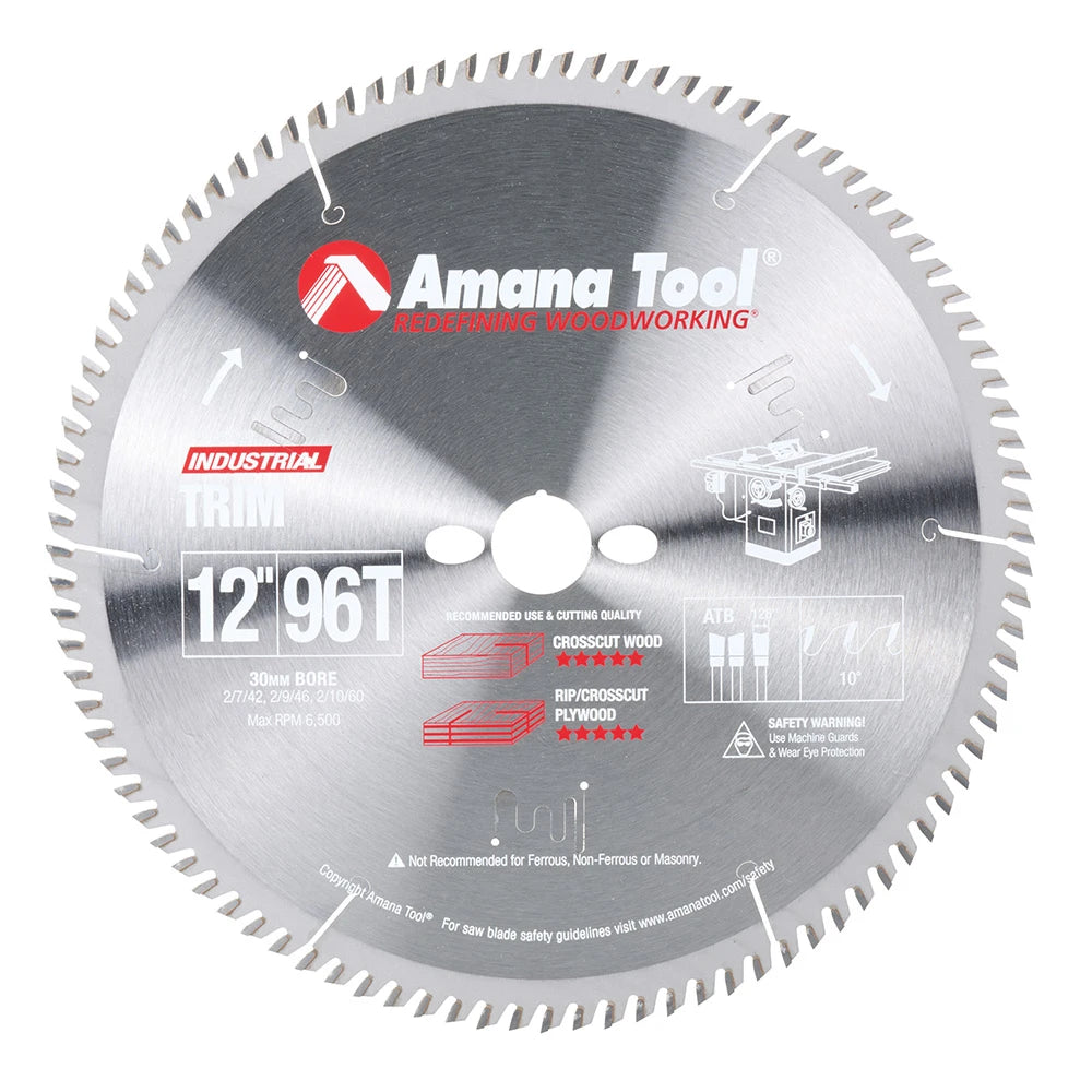 Amana Tool - 612960-30 - 12"/96T TRIM SAW A.T.B. 30MM