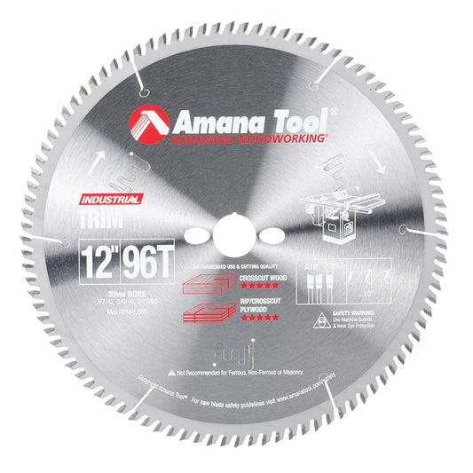 Amana Tool - 612960-30 - 12"/96T TRIM SAW A.T.B. 30MM