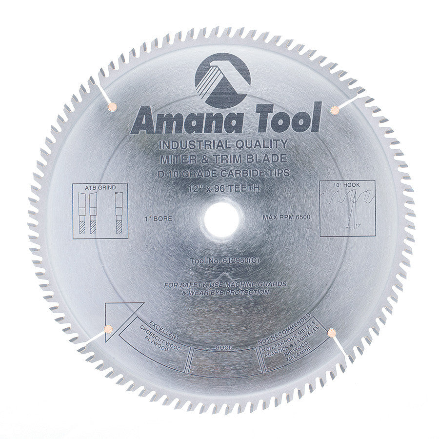 Amana Tool - 612960 - 12"/96T TRIM SAW A.T.B.GRIND