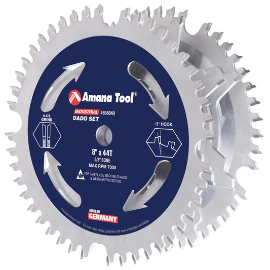 Amana Tool - 658040 - SET 3-8" 44 TEETH DADO SET