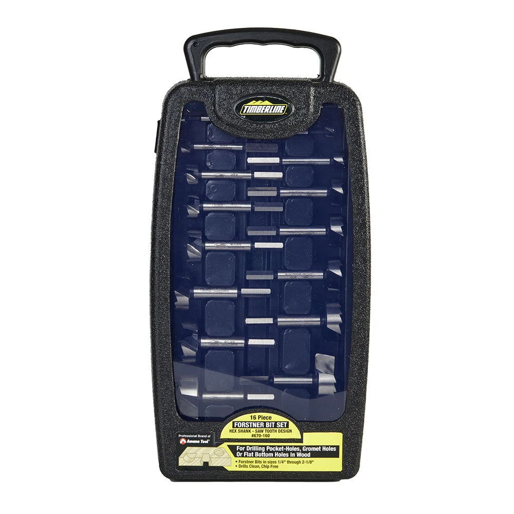 Amana Tool - 670-160 - 16 PCS FORSTNER HEX SHANK SET