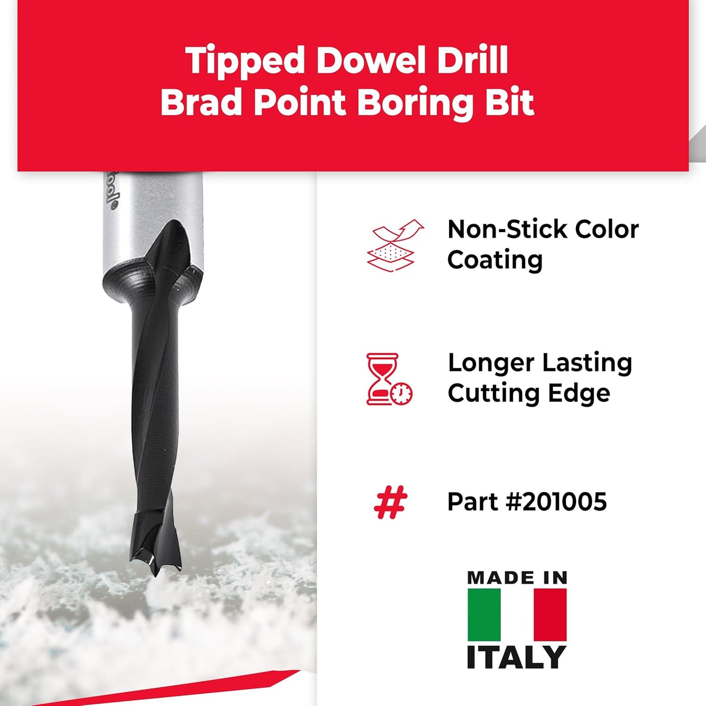 Amana Tool - 201005 Carbide Tipped Brad Pt. Boring Bit R/H 5mm Dia x 57mm Long x 10mm Sh