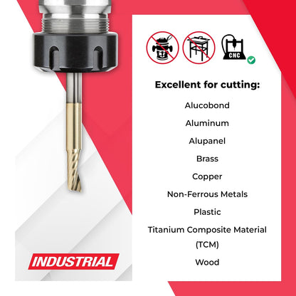 Amana Tool 51406-Z CNC SC Spiral O Single Flute Aluminum Cutting 1/8 D x 5/16 CH x 1/8 SHK x 1-1/2 Inch Long Up-Cut ZrN Coated Router Bit with Mirror Finish